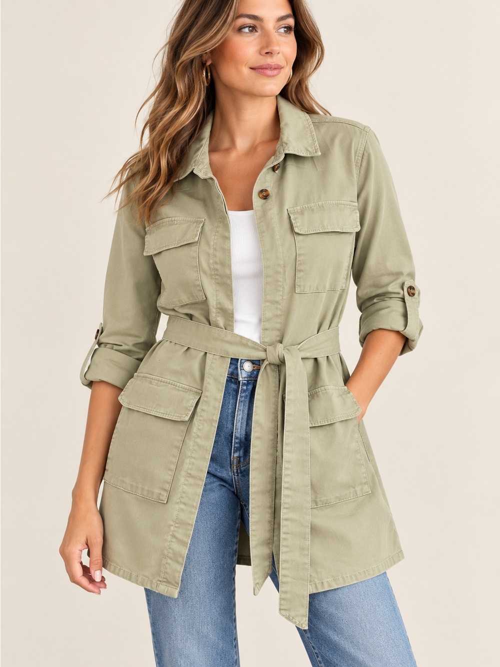 Kut from the Kloth Sage Gray Utility Safari Jacket